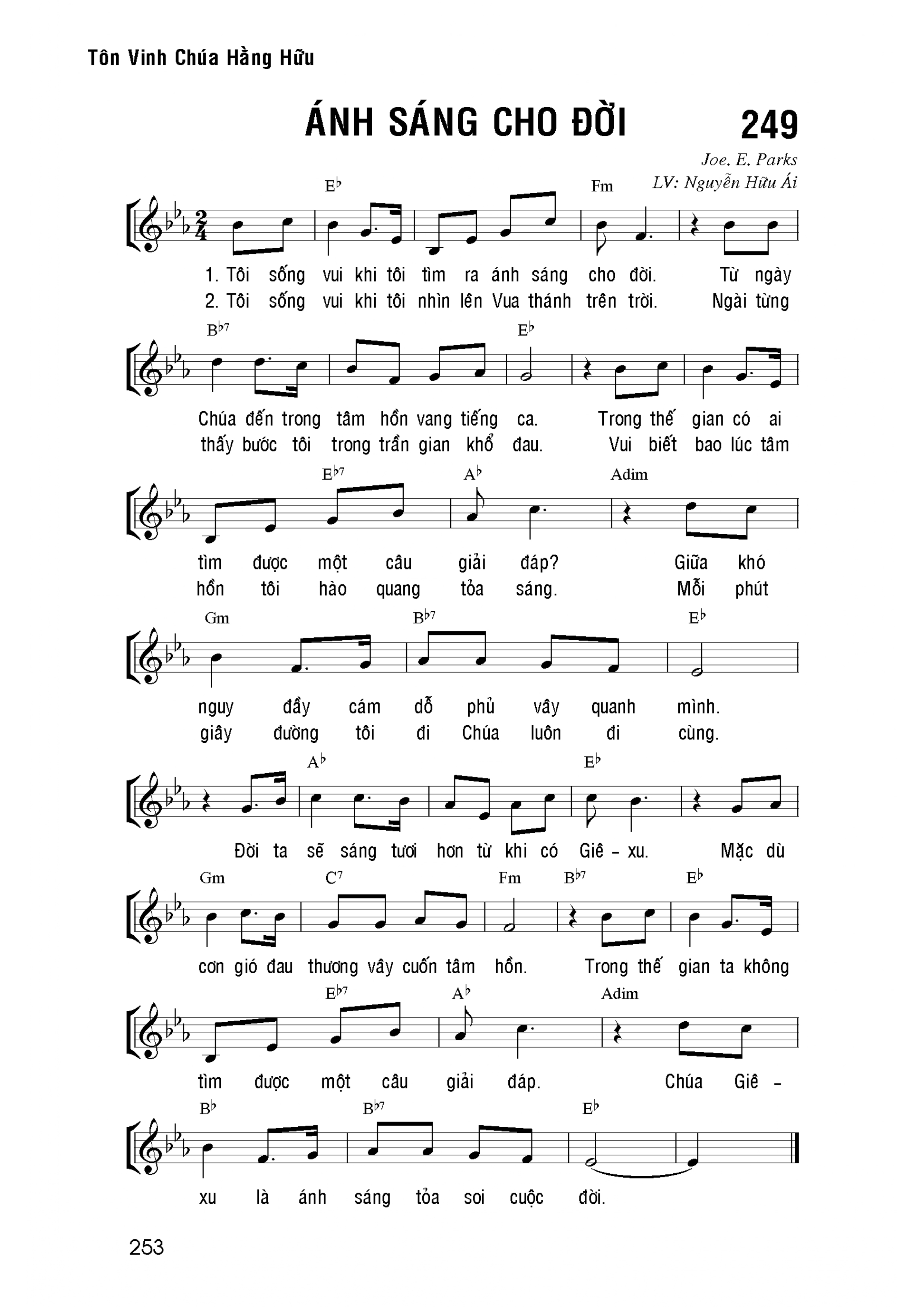 Ánh sáng cho đời sheet bài hát