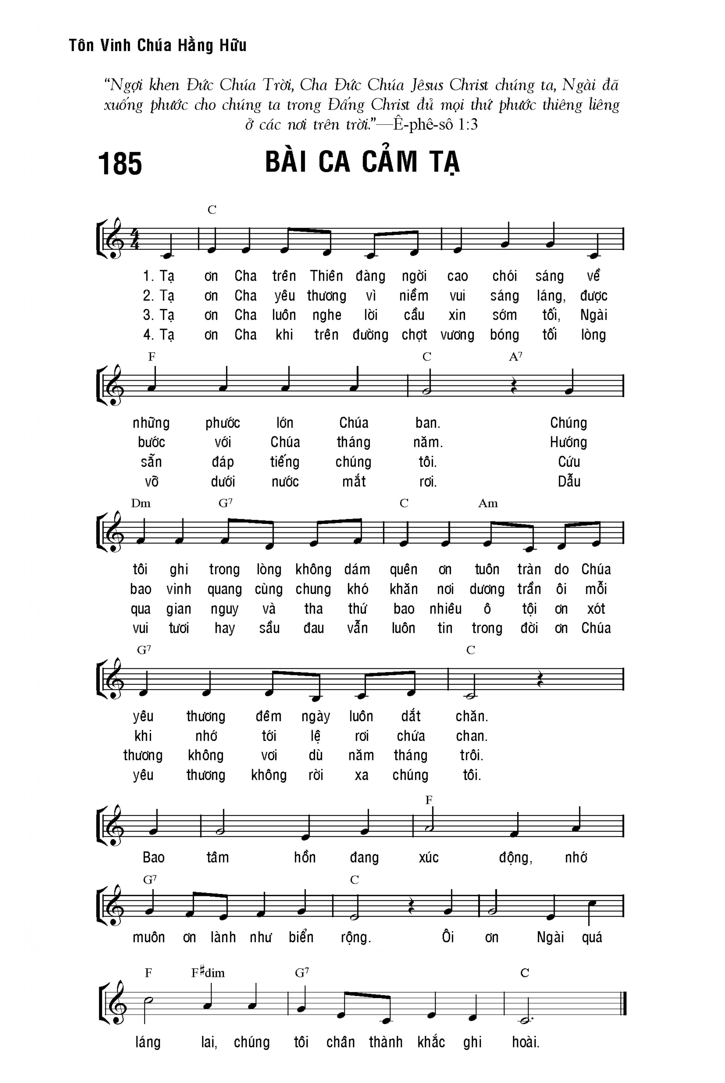 Bài ca cảm tạ sheet bài hát