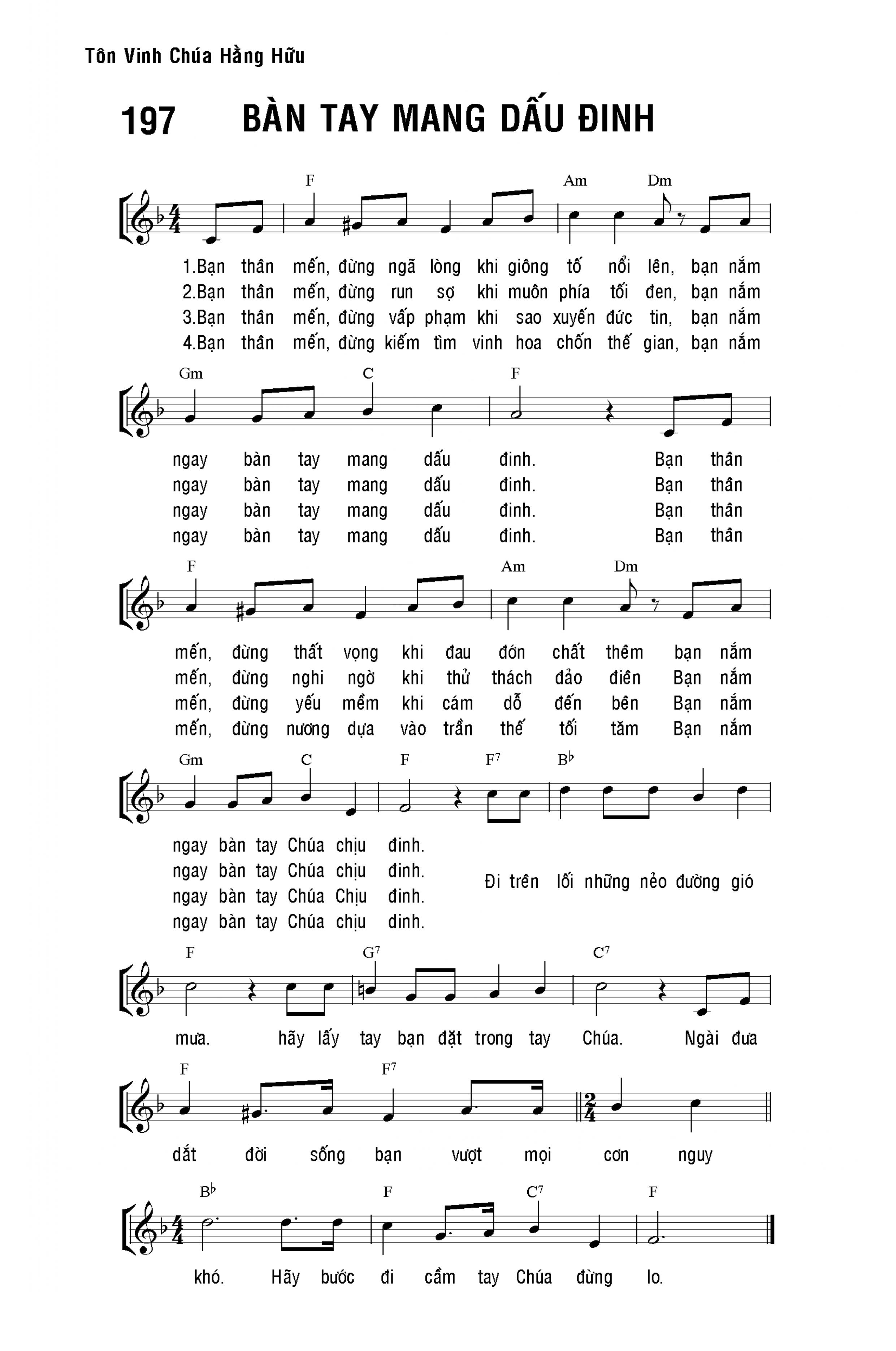 Bàn tay mang dấu đinh sheet bài hát
