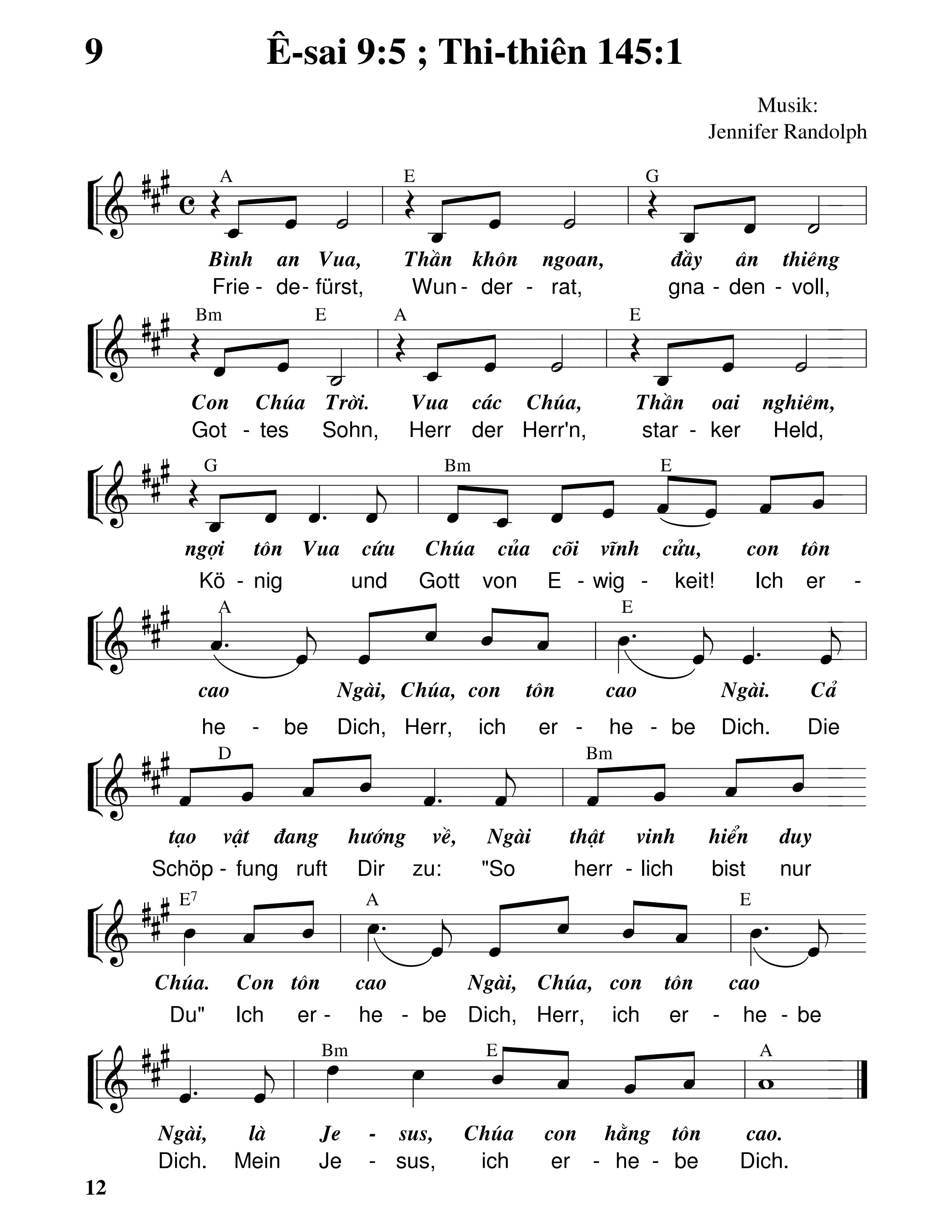 Bình an Vua bài hát ( Con tôn cao Ngài ) sheet bài hát
