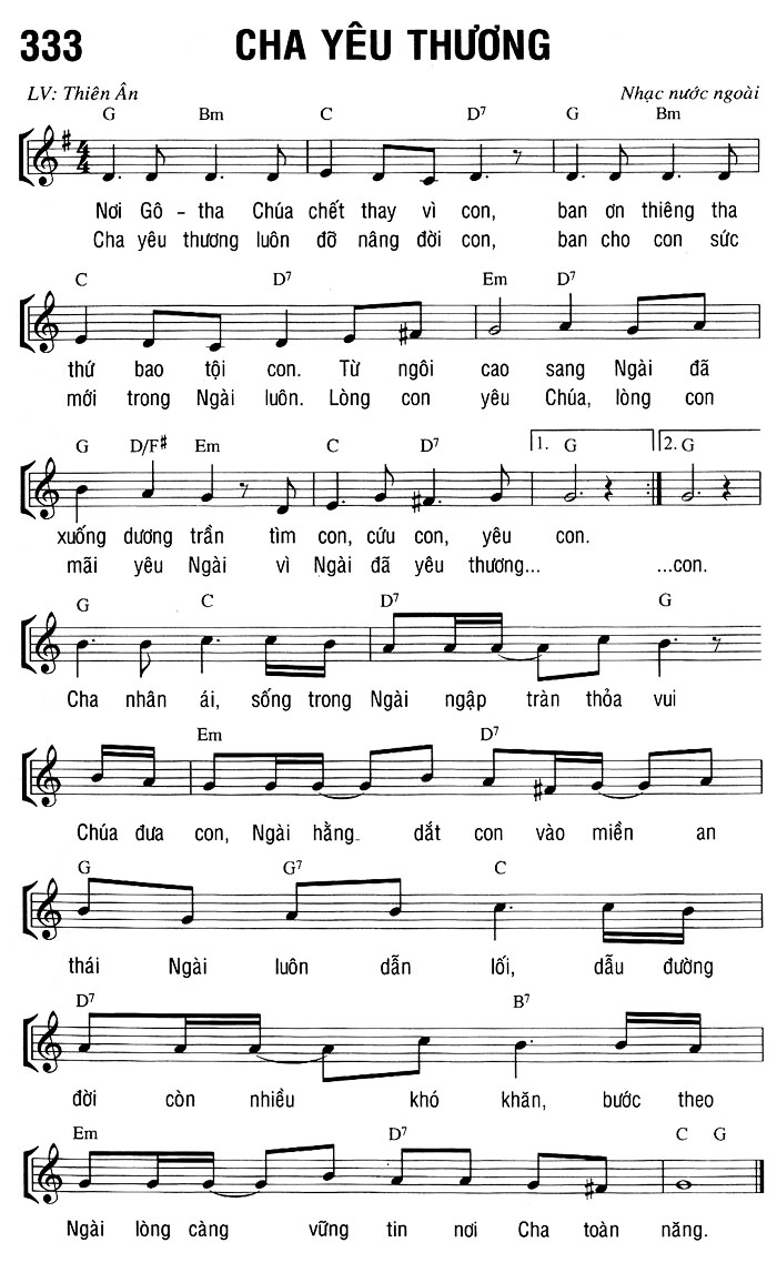 Cha yêu thương sheet bài hát