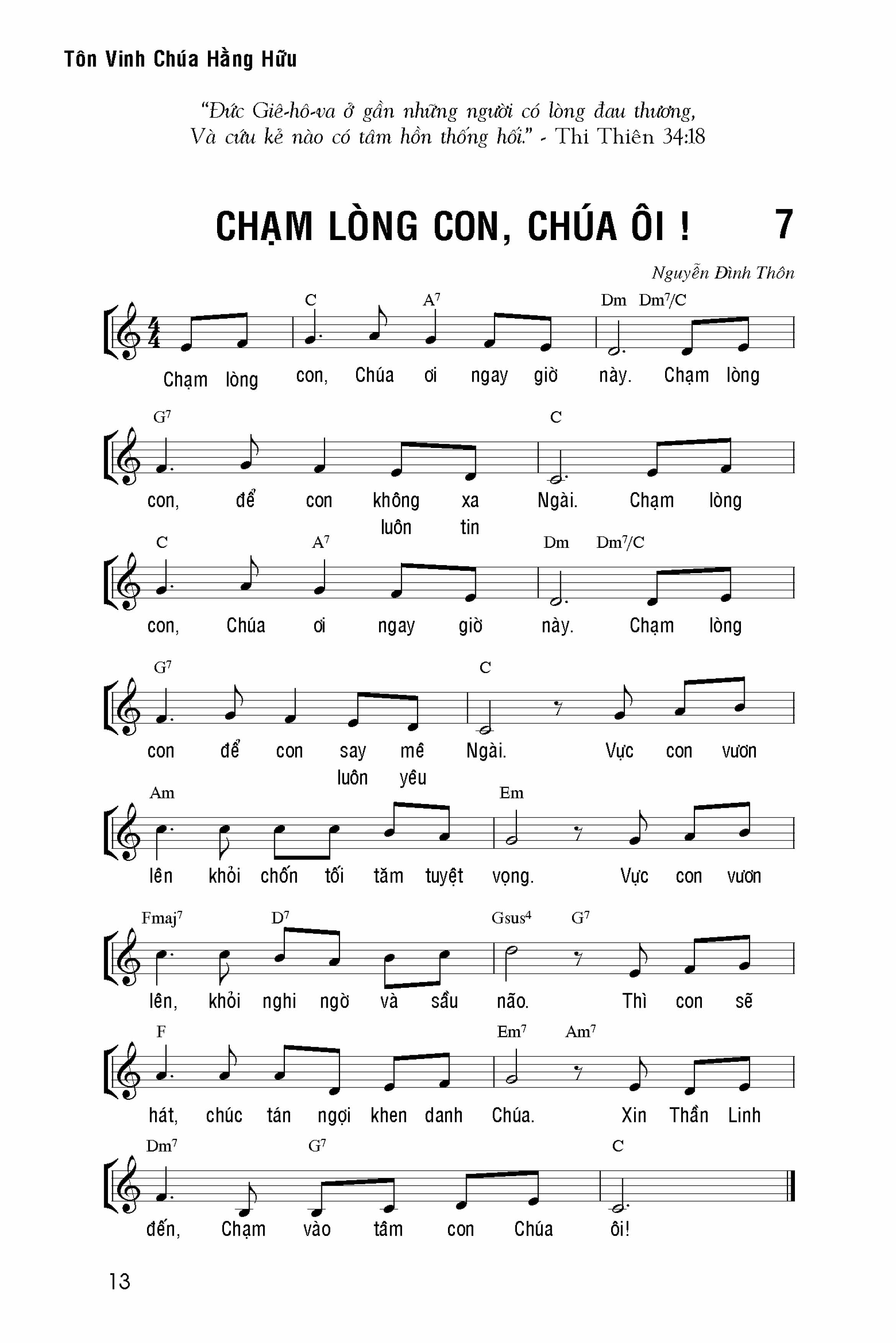 Chạm lòng con Chúa ơi sheet bài hát