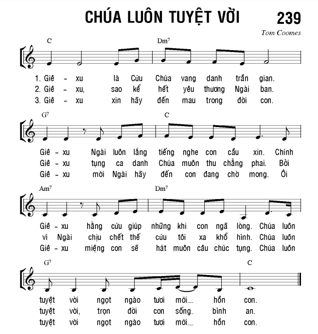 Chúa luôn tuyệt vời sheet bài hát