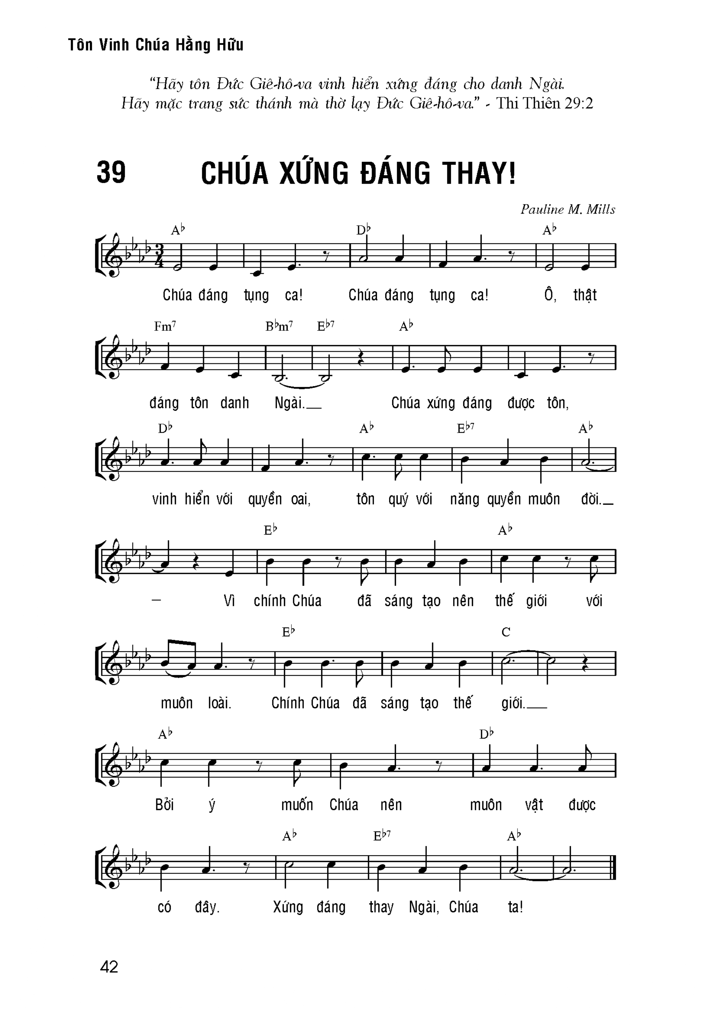 Chúa xứng đáng thay sheet bài hát