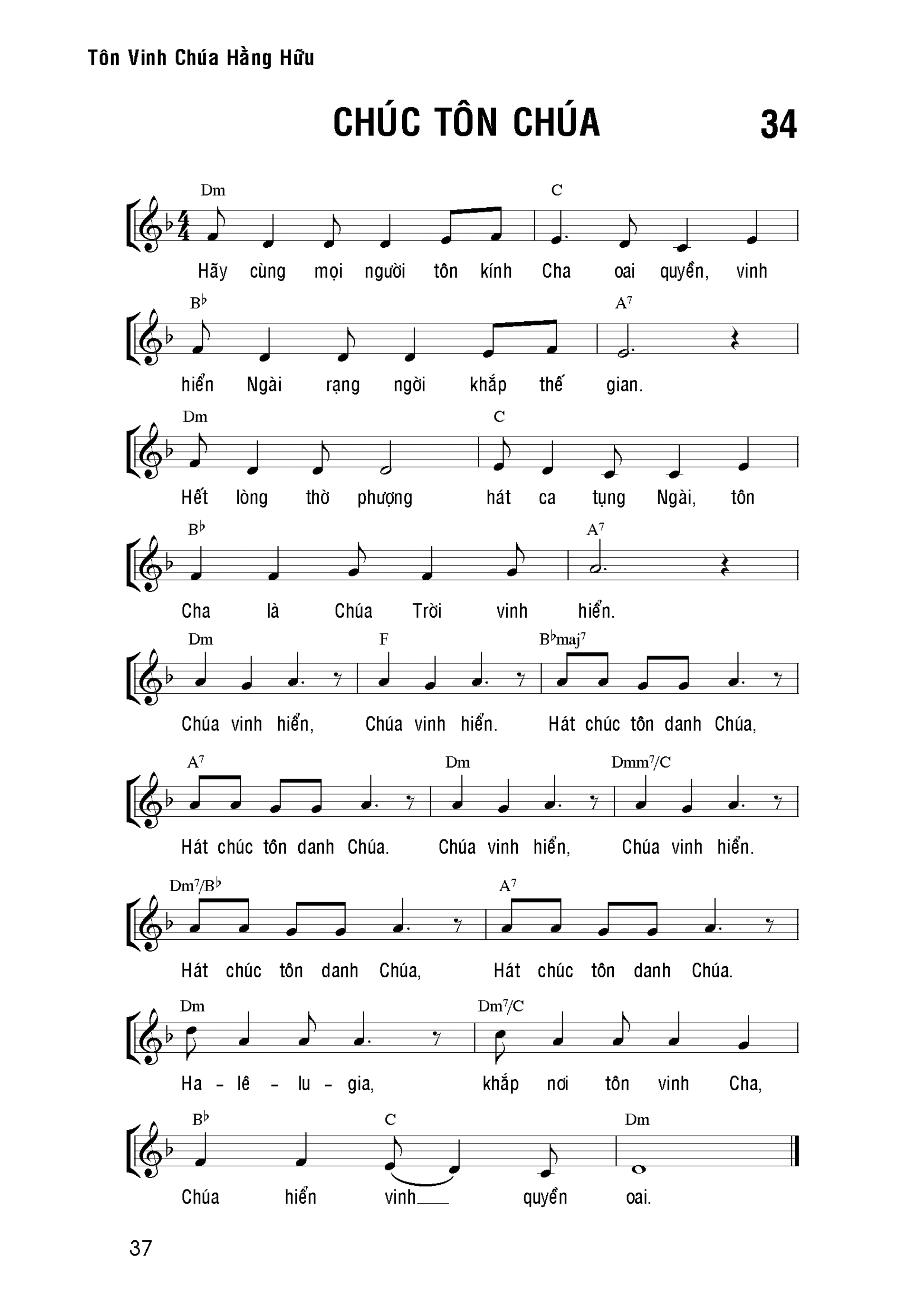 Chúc tôn Chúa sheet bài hát