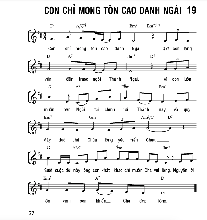 Con chỉ mong tôn cao danh Ngài sheet bài hát