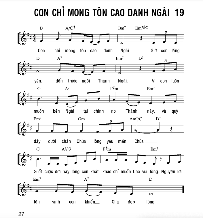 Con chỉ mong tôn cao danh Ngài sheet bài hát