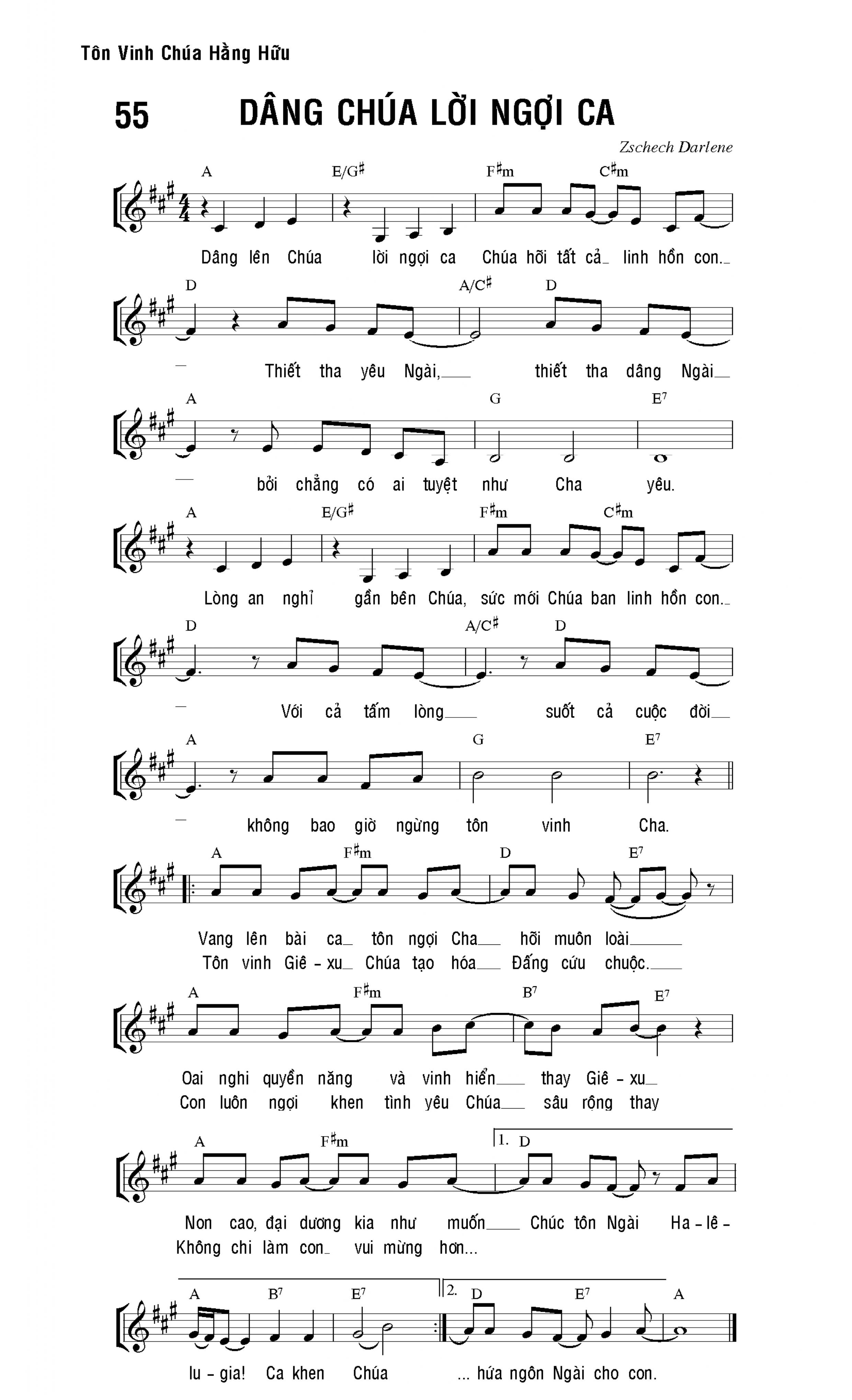 Dâng Chúa lời ngợi ca sheet bài hát