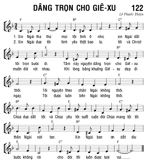 Dâng trọn cho Giê Xu sheet bài hát