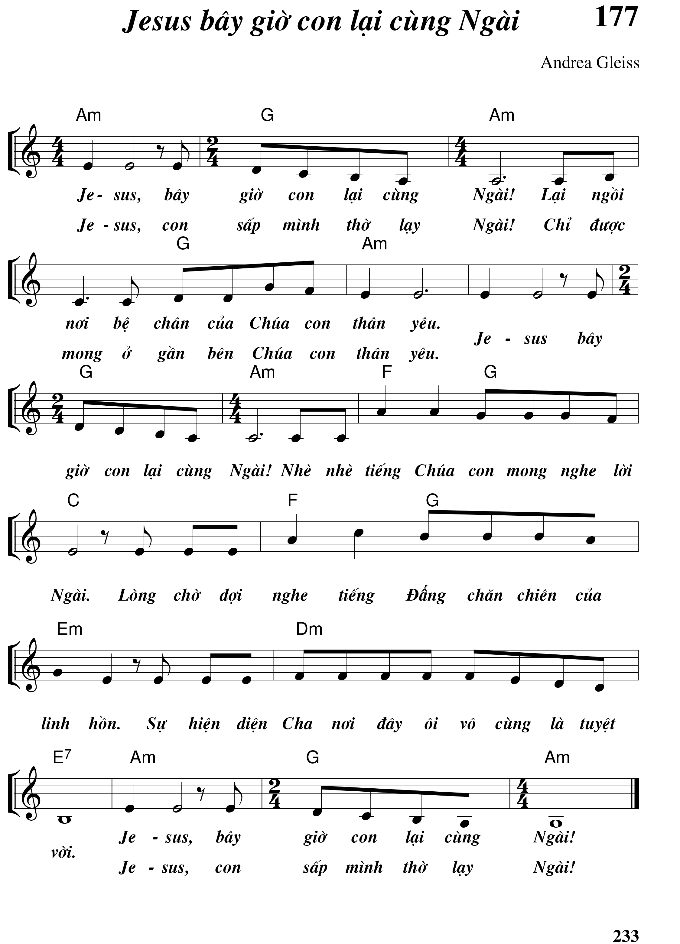 Giê Xu bây giờ con lại cùng Ngài sheet bài hát