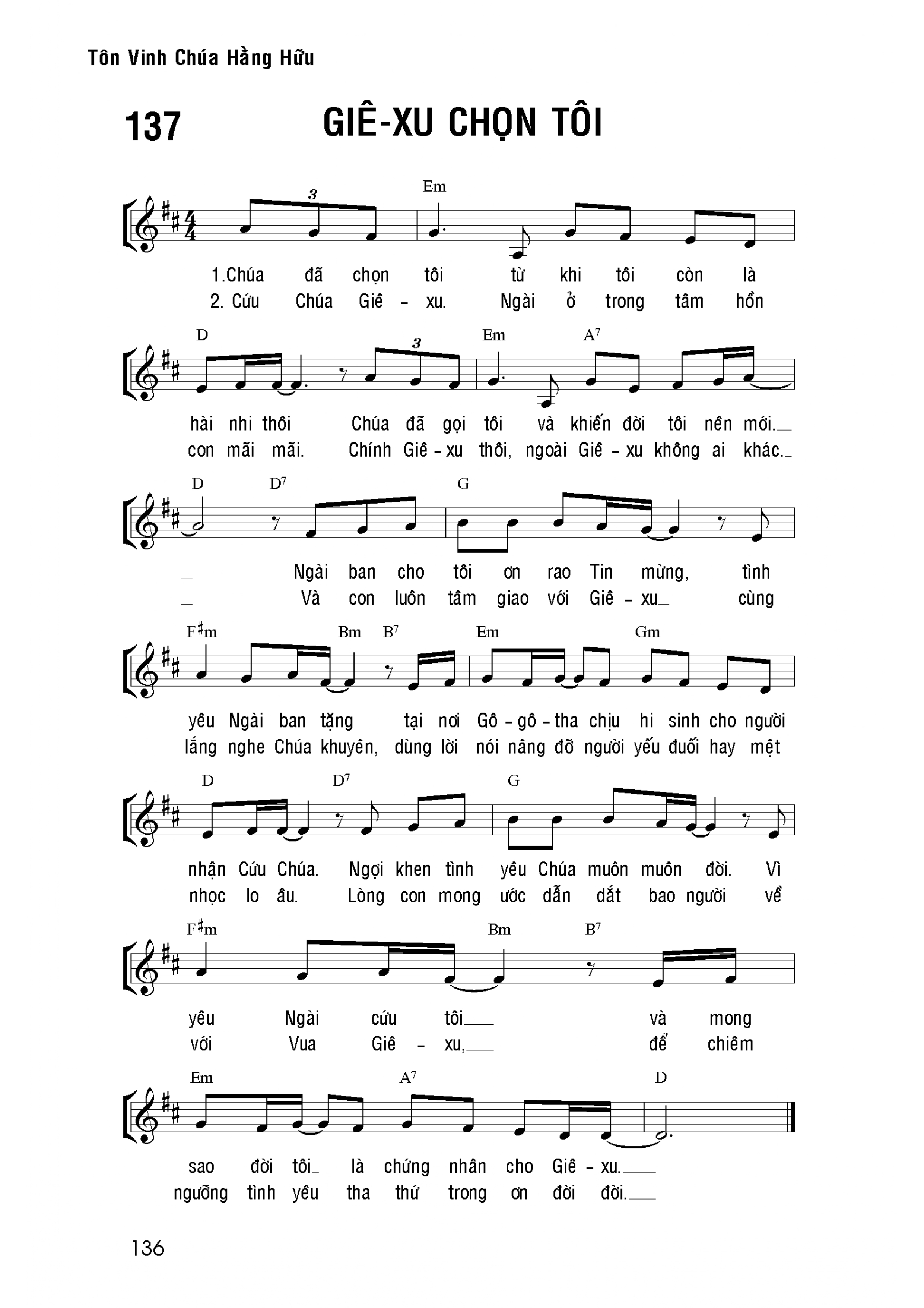 Giê Xu chọn tôi sheet bài hát