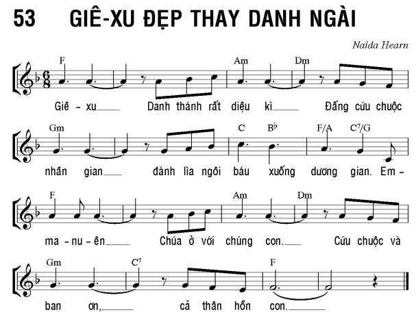 Giê Xu đẹp thay danh Ngài sheet bài hát