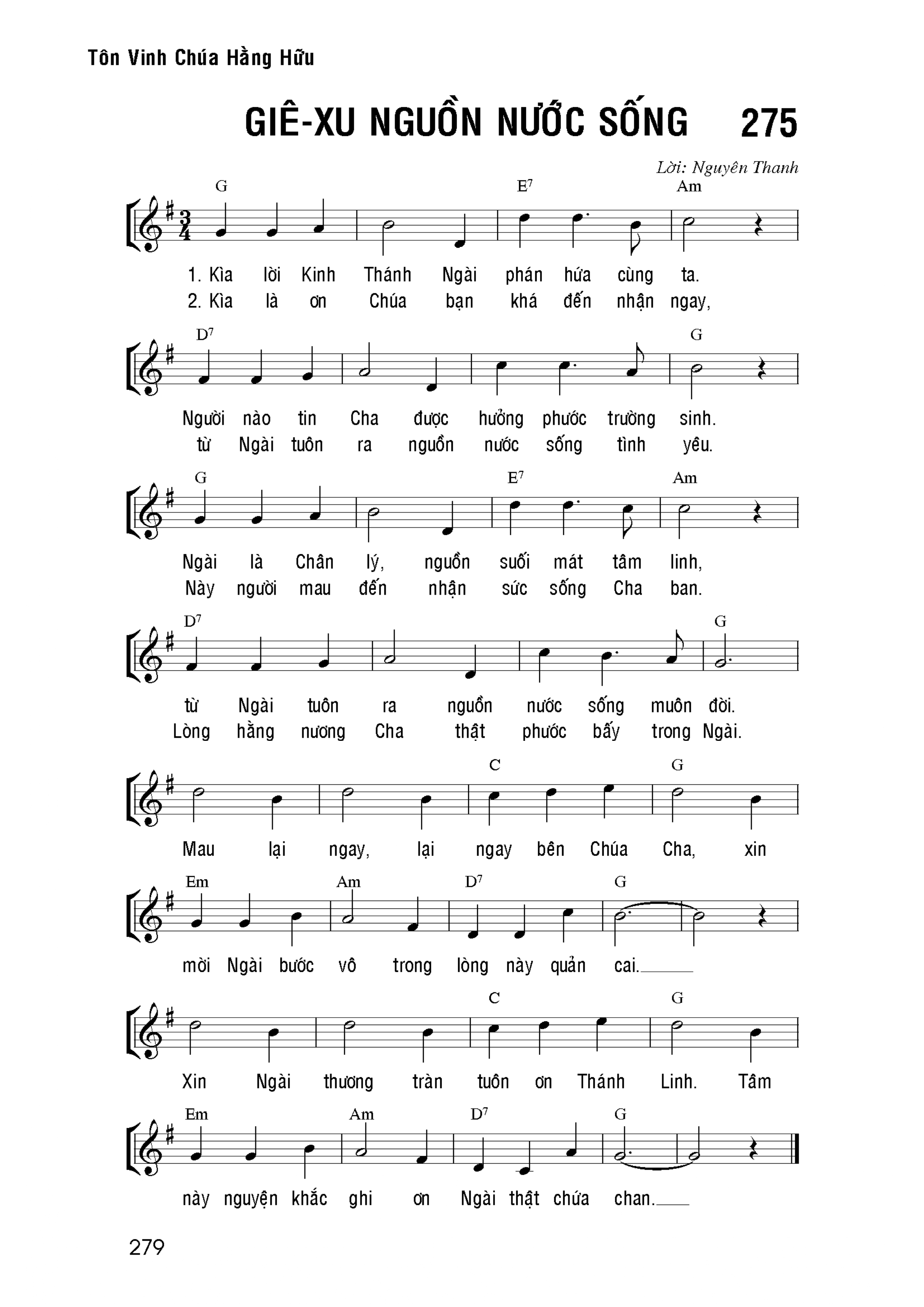 Giê Xu nguồn nước sống sheet bài hát