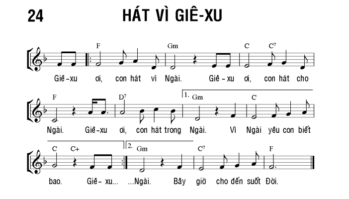 Hát vì Giê Xu sheet bài hát