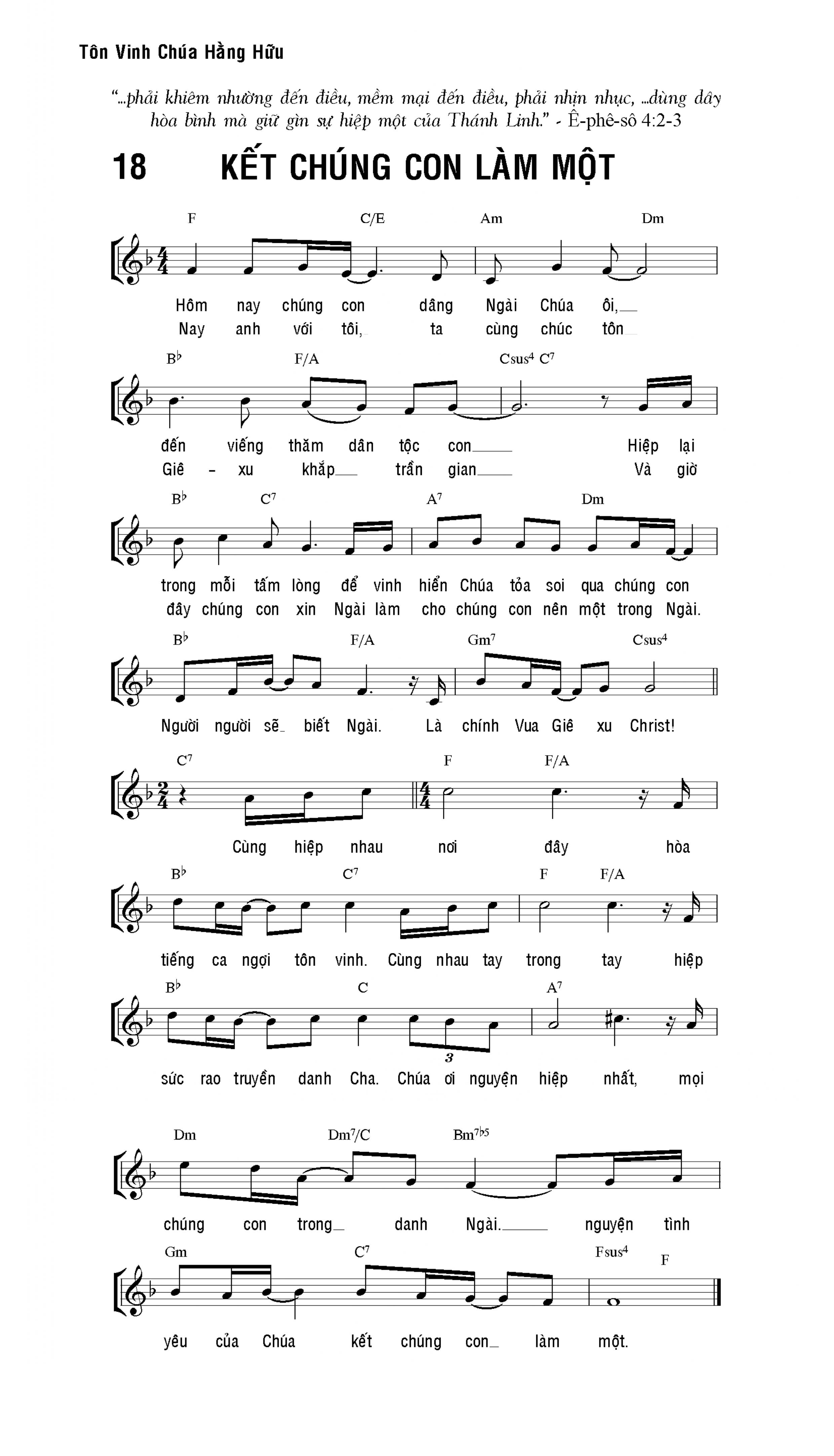 Kết chúng con làm một sheet bài hát