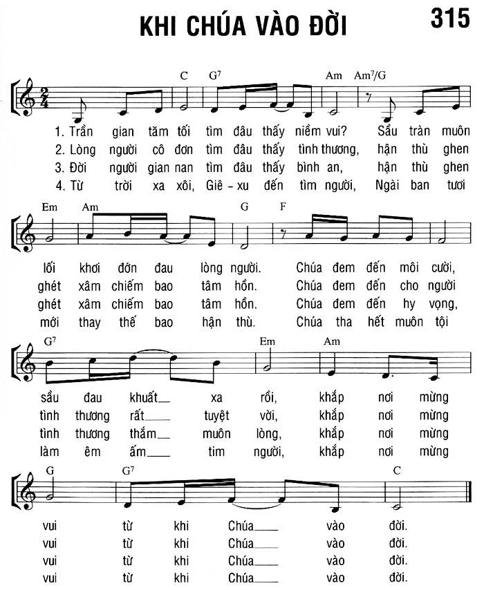 Khi Chúa vào đời sheet bài hát