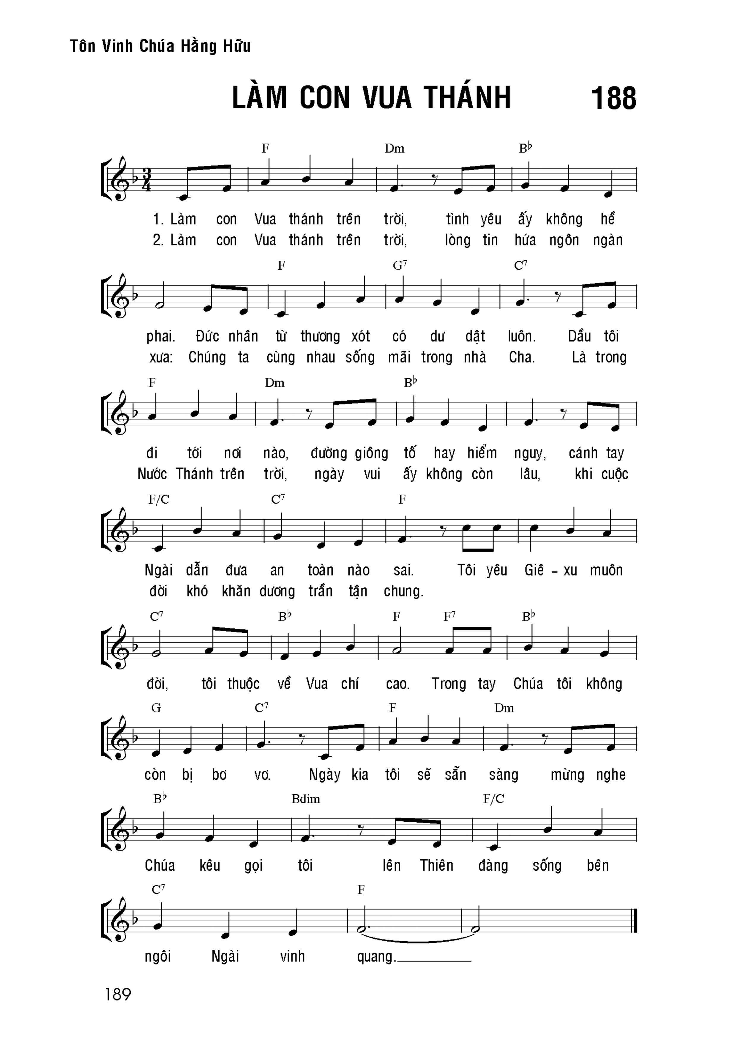 Làm con vua Thánh sheet bài hát