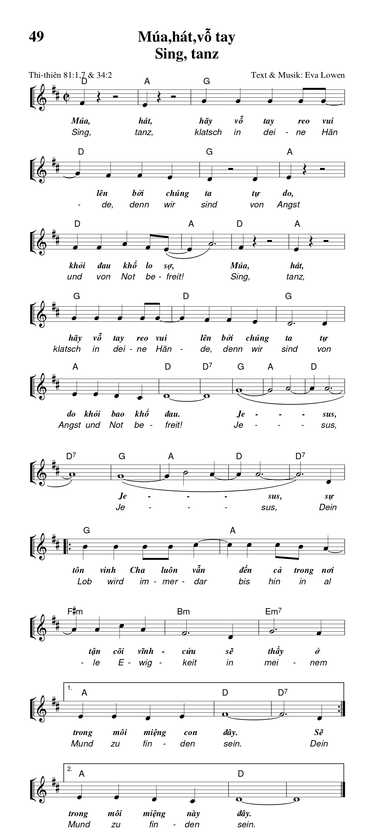 Múa, hát, vỗ tay sheet bài hát