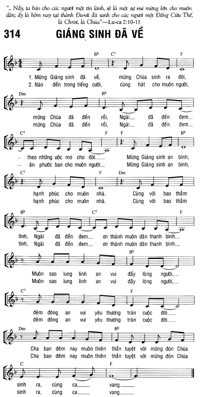 Mừng Giáng Sinh đã về sheet bài hát