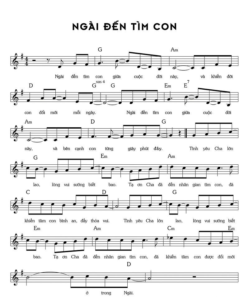 Ngài đến tìm con sheet bài hát