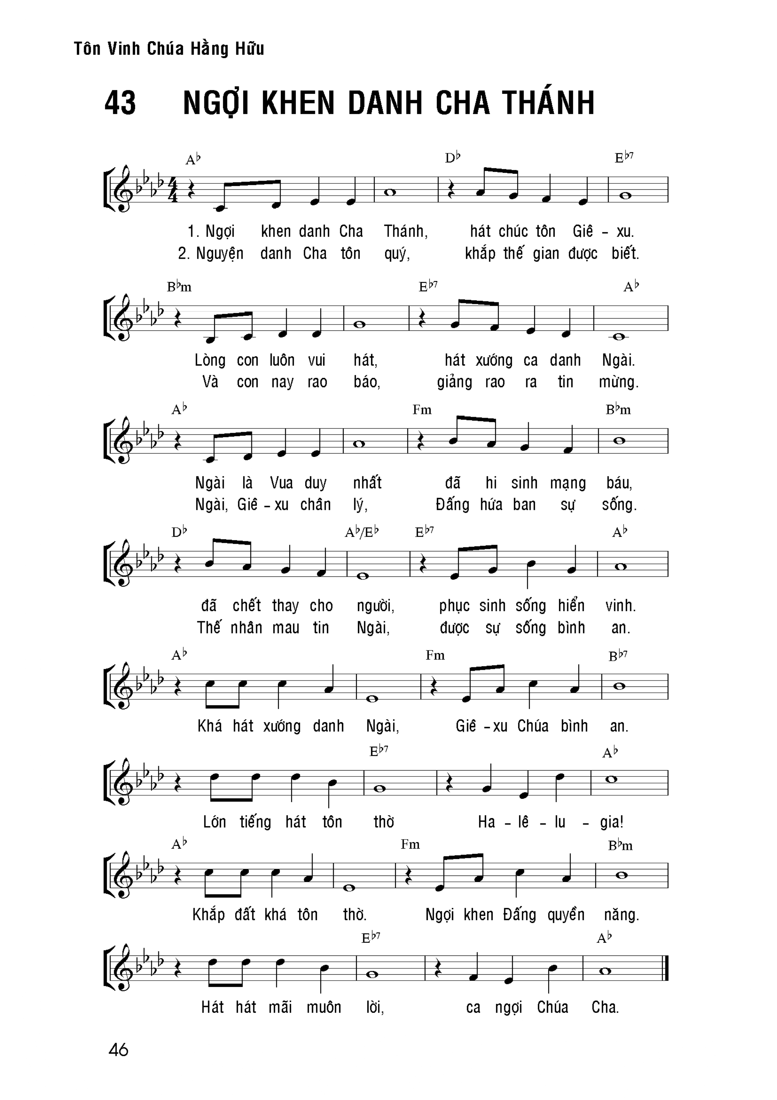 Ngợi khen danh Cha thánh sheet bài hát