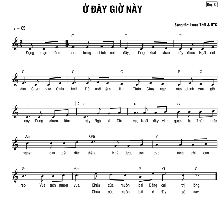 Ở đây giờ này sheet bài hát