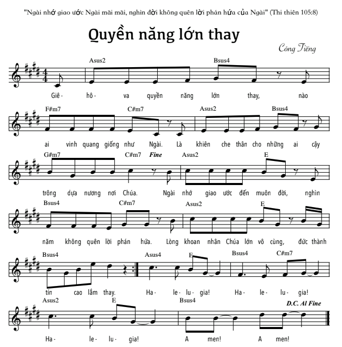 Quyền năng lớn thay sheet bài hát