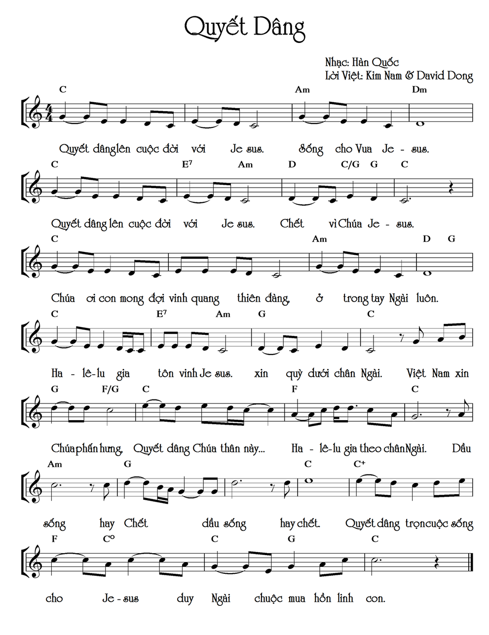Quyết dâng sheet bài hát