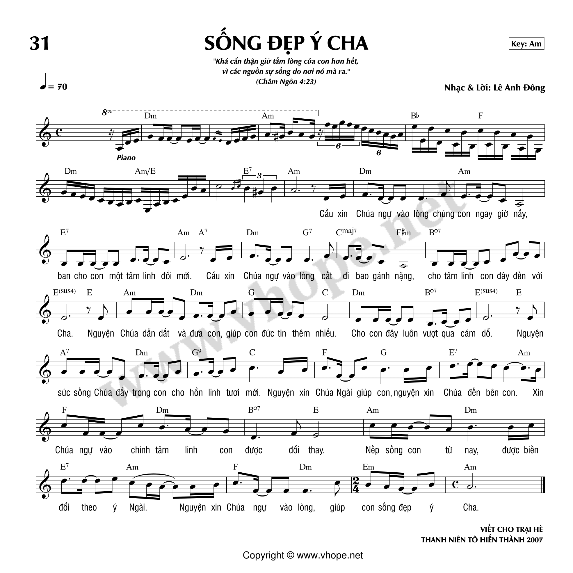 Sống đẹp ý Chúa sheet bài hát