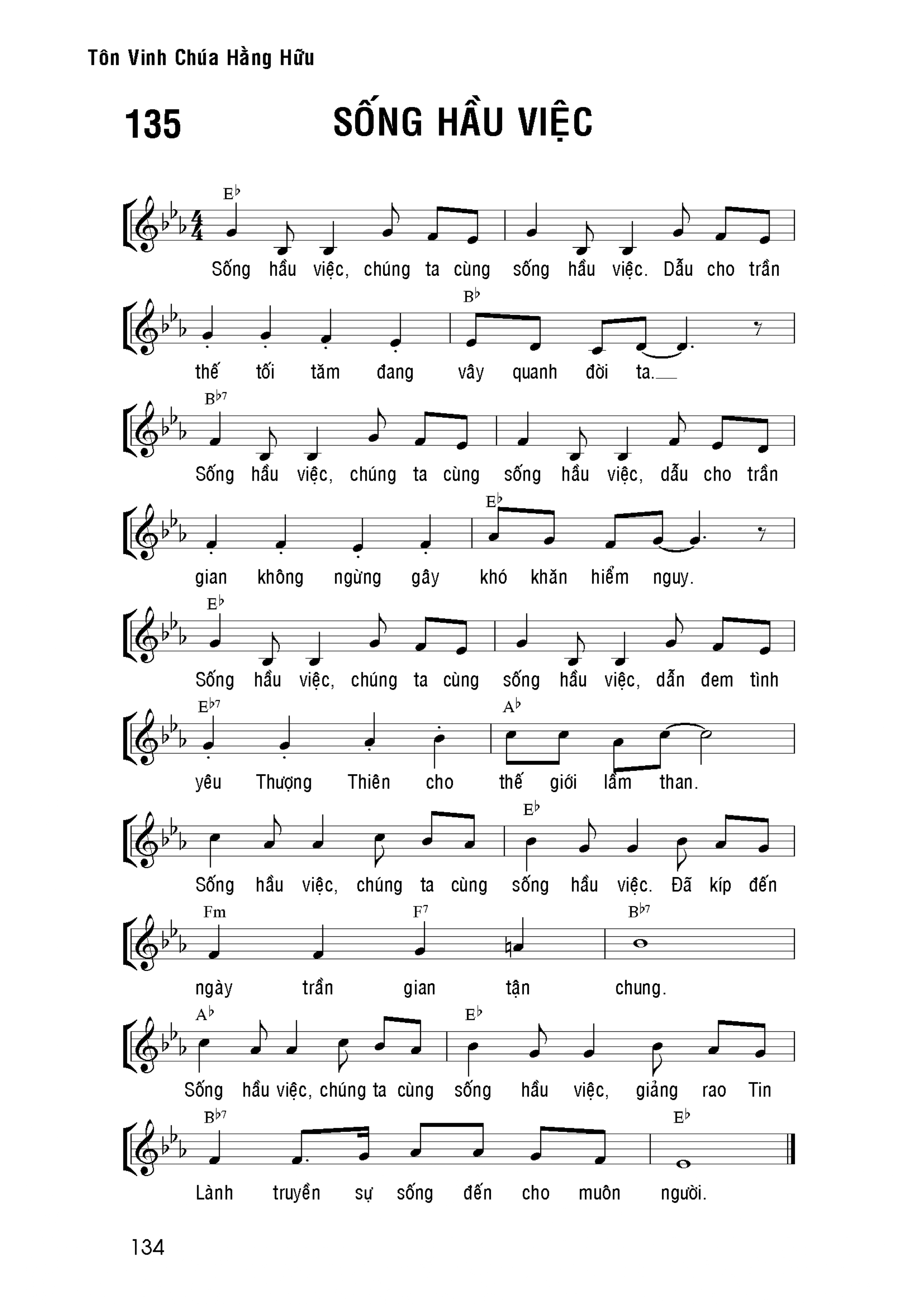Sống hầu việc sheet bài hát