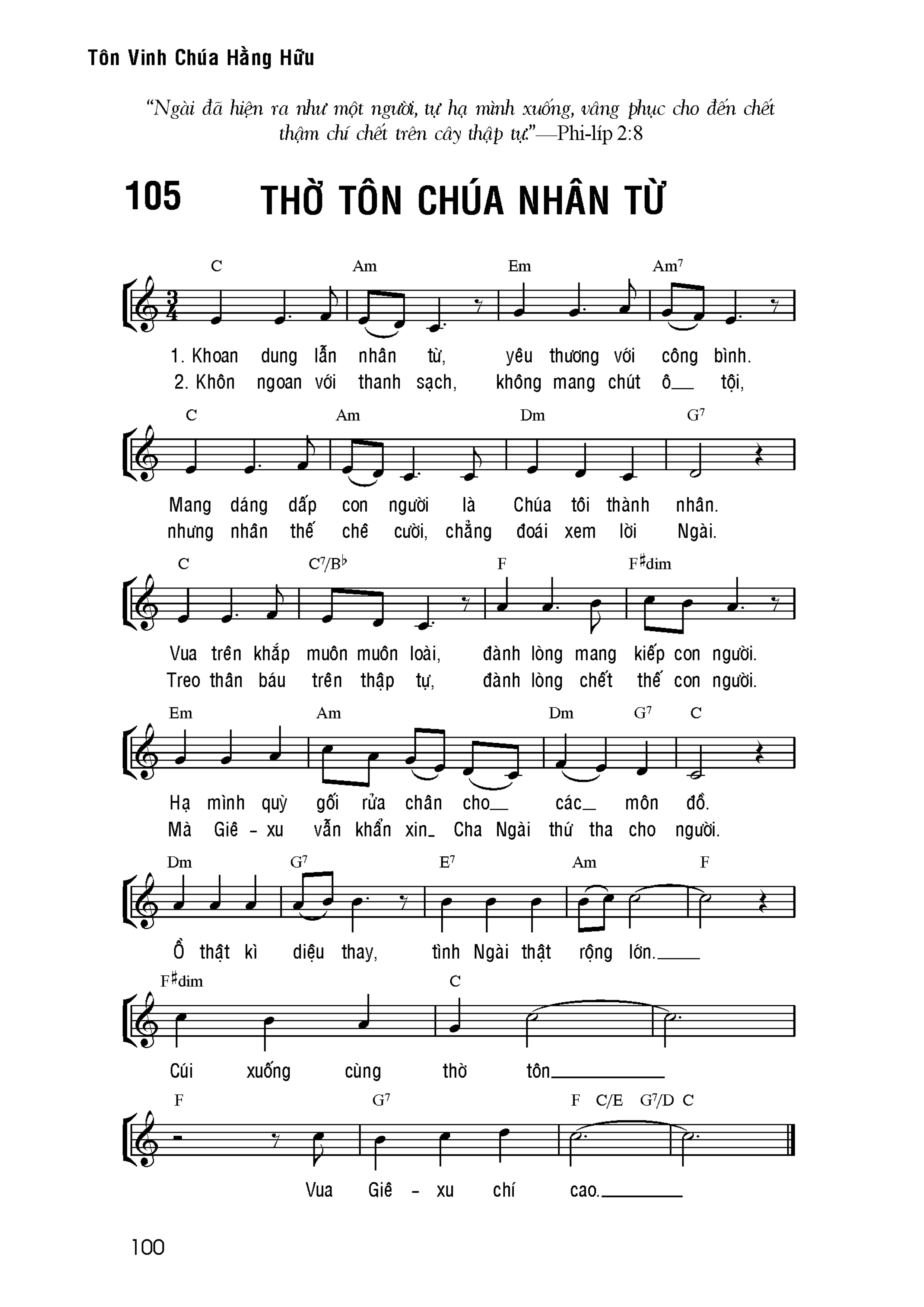 Thờ tôn Chúa nhân từ sheet bài hát