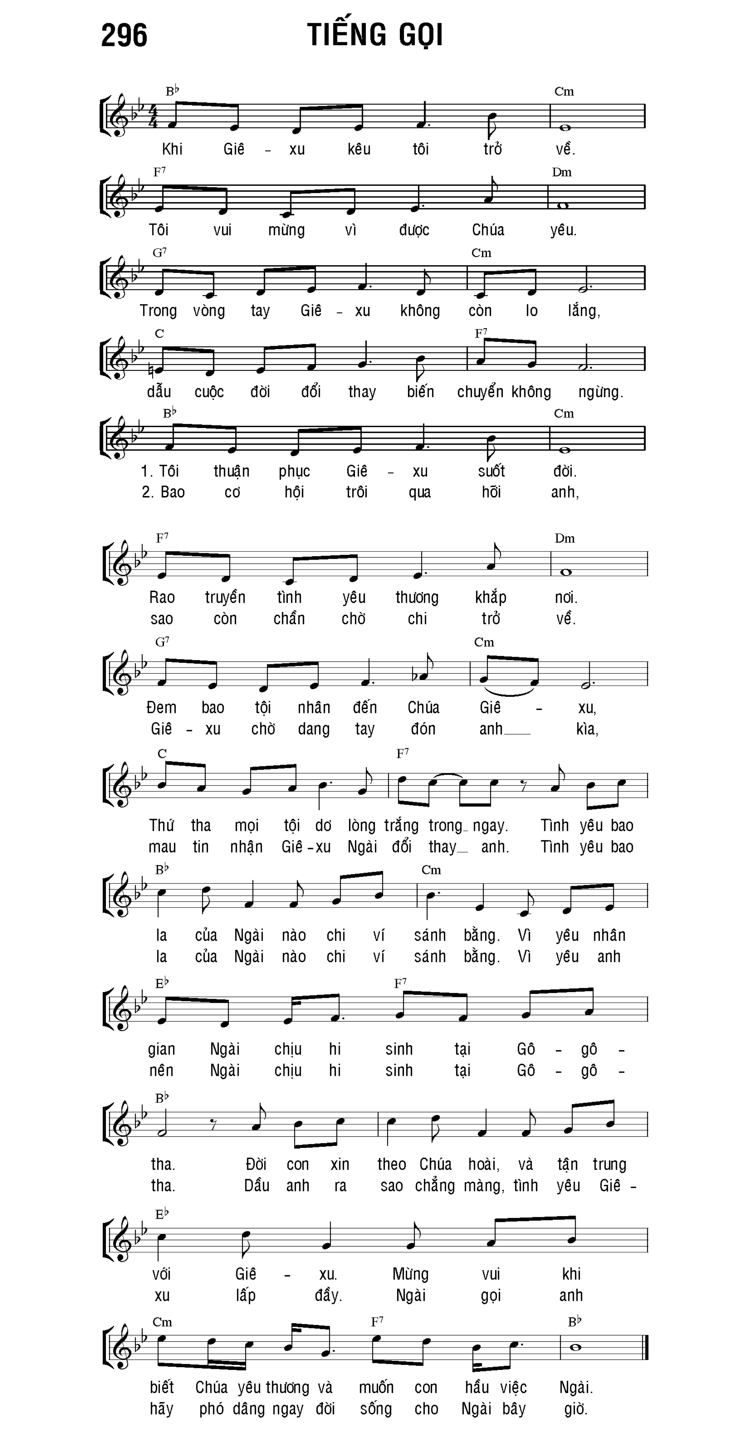 Tiếng gọi sheet bài hát