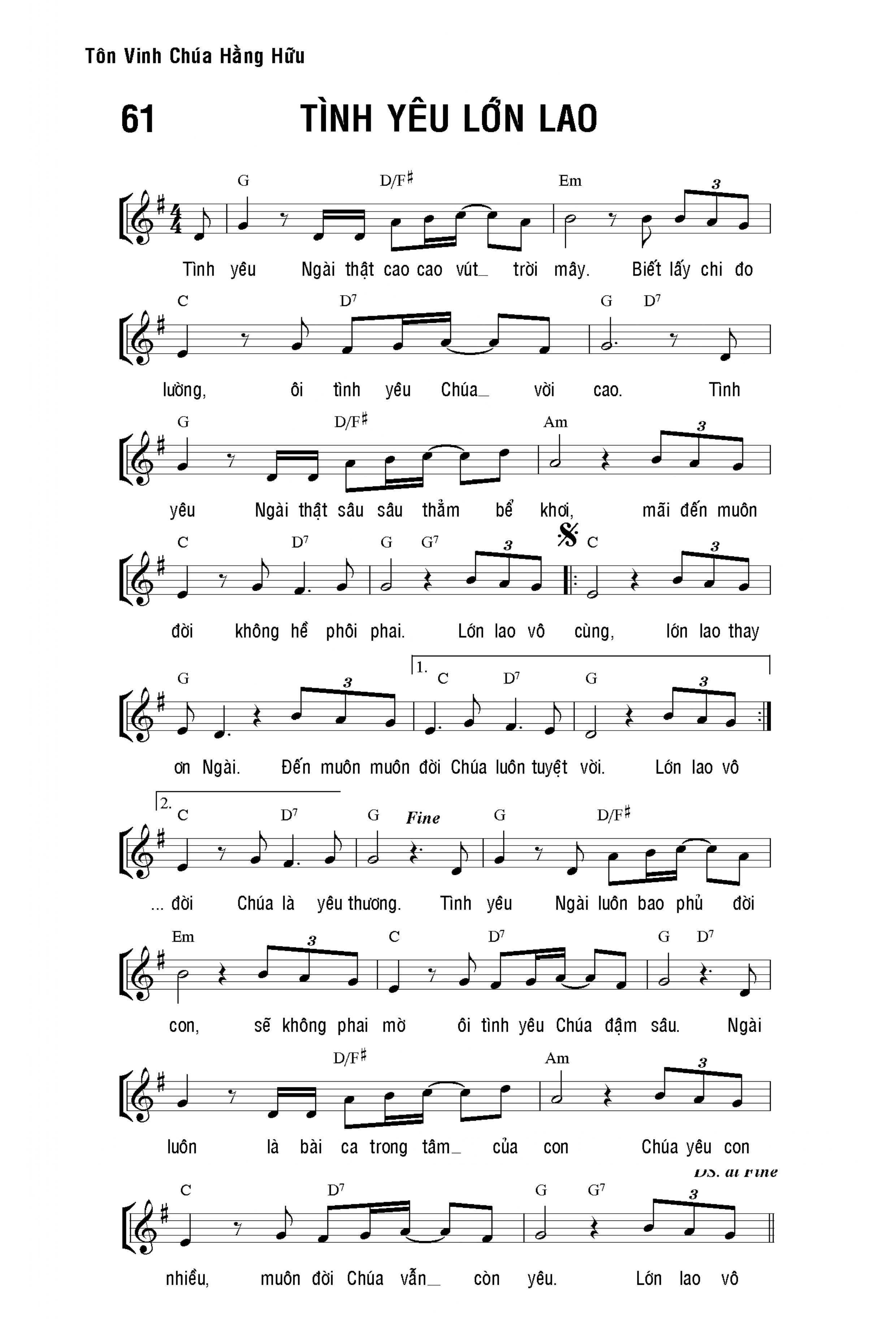 Tình yêu lớn lao sheet bài hát