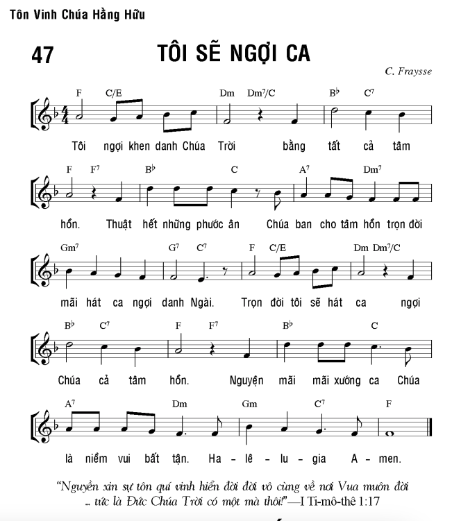 Tôi sẽ ngợi ca sheet bài hát