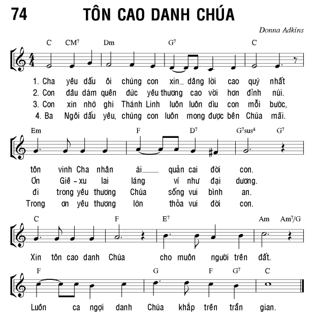 Tôn cao danh Chúa sheet bài hát