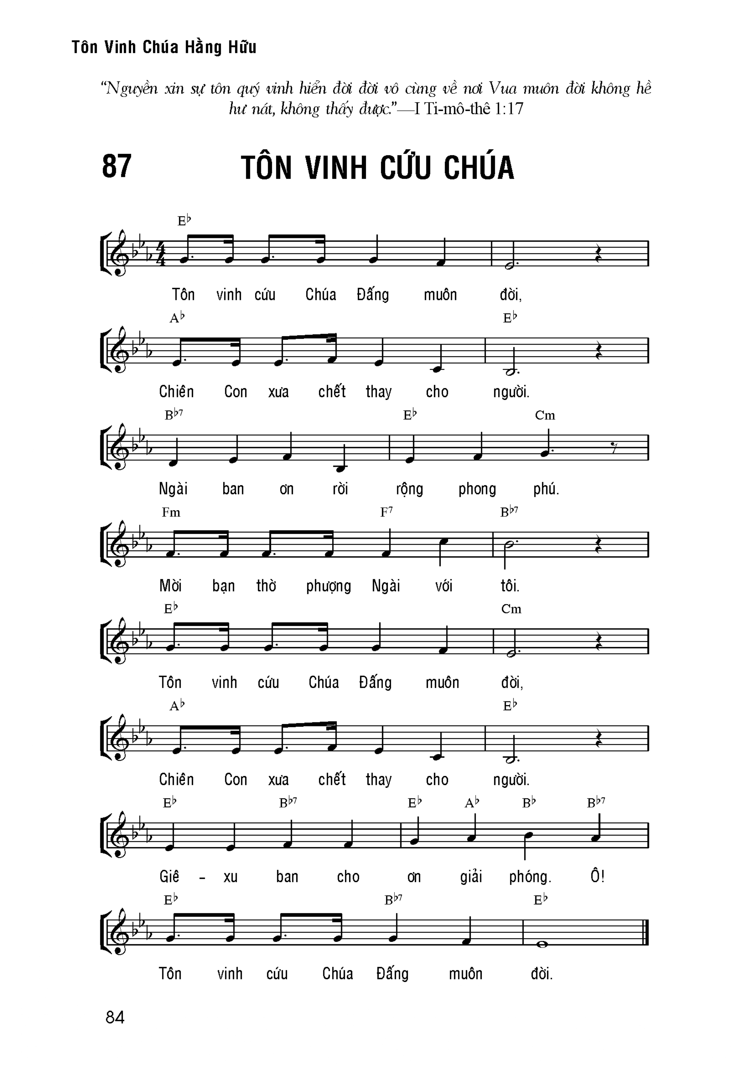 Tôn vinh Cứu Chúa sheet bài hát
