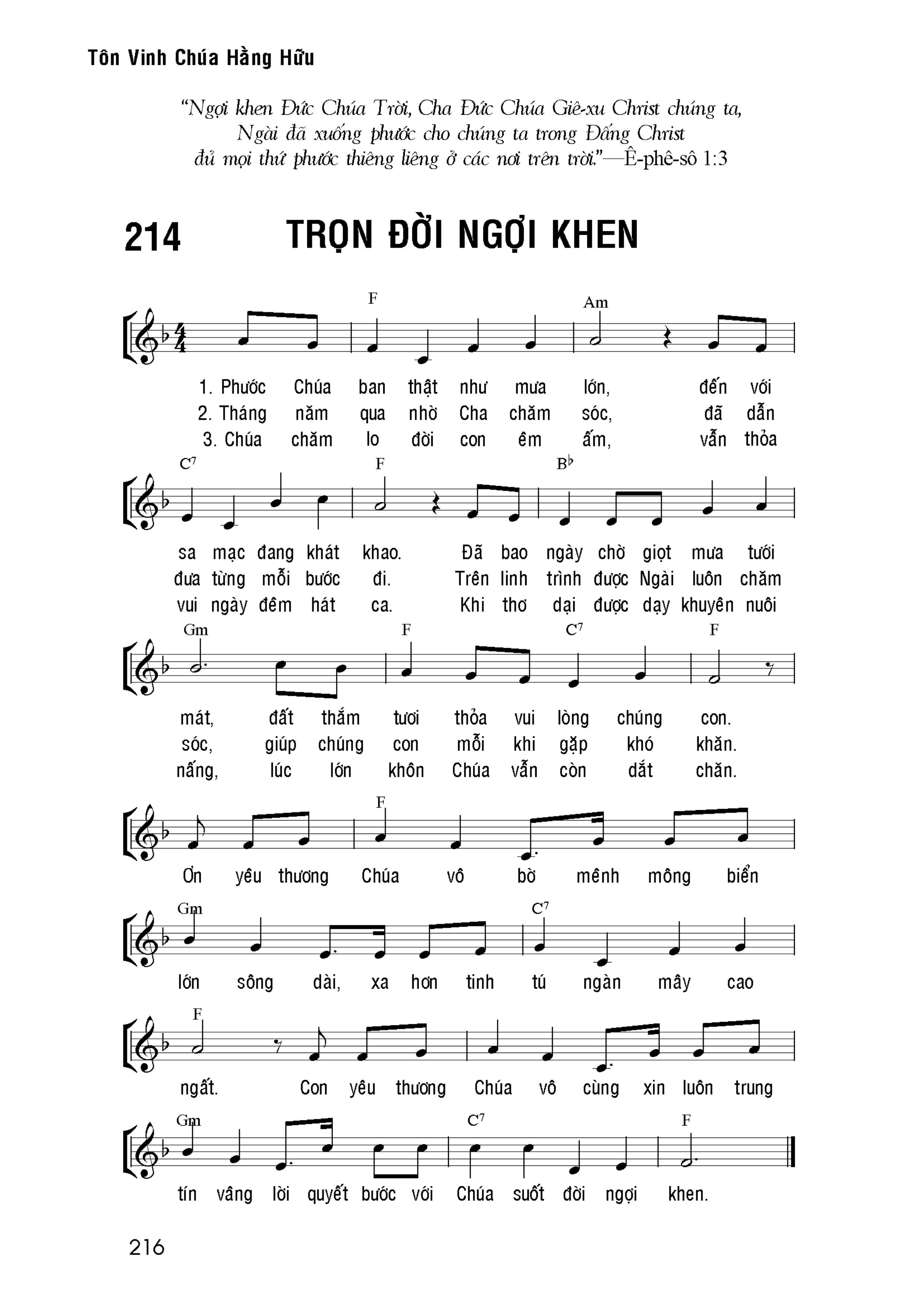 Trọn đời ngợi khen sheet bài hát