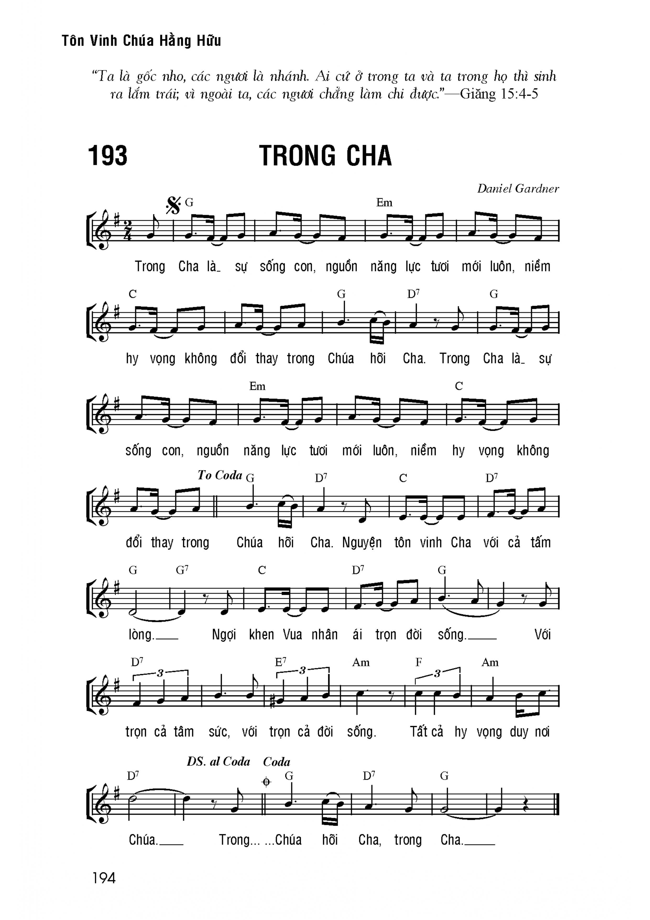 Trong Cha sheet bài hát