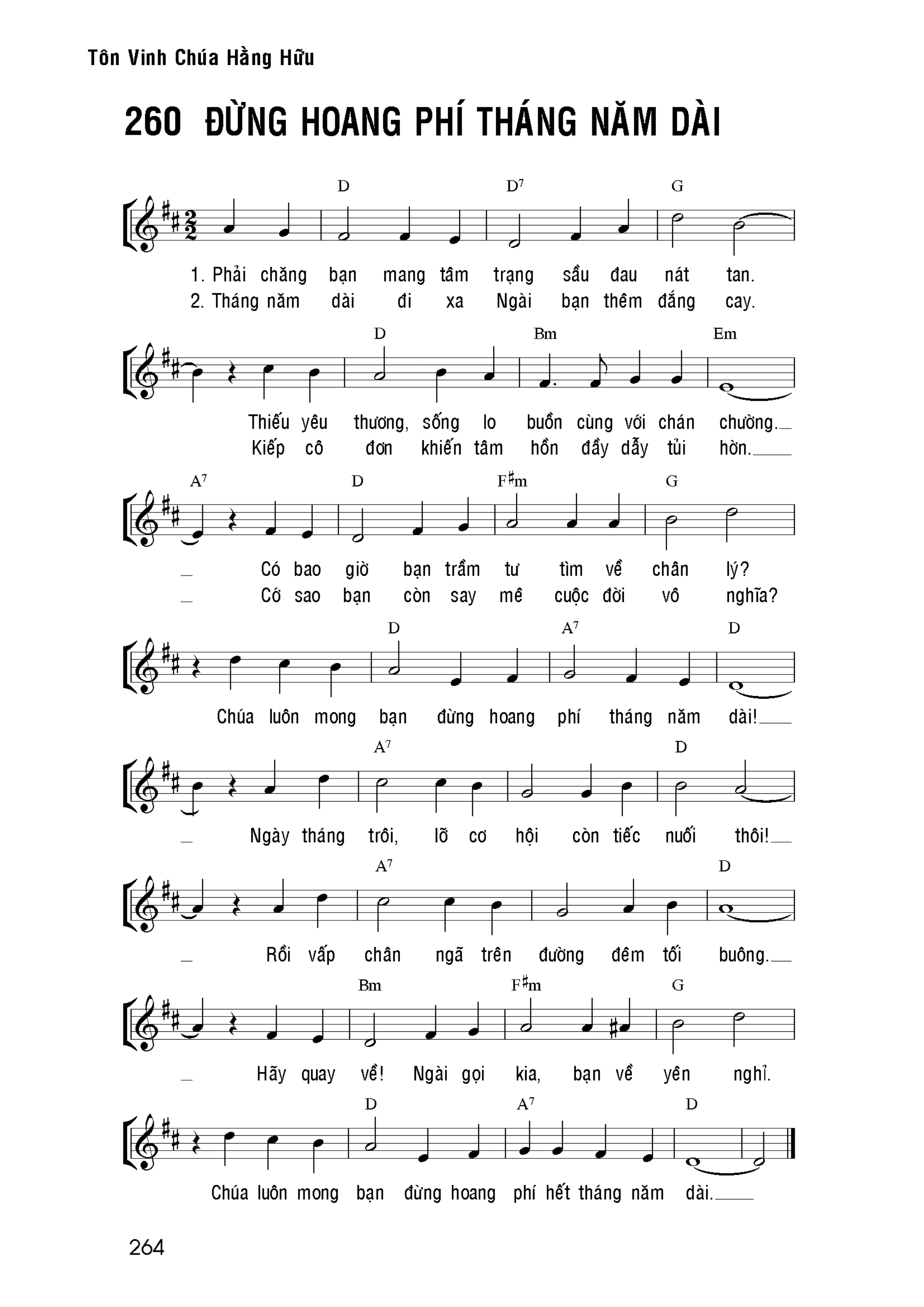 Đừng hoang phí năm tháng dài sheet bài hát