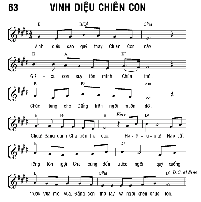 Vinh diệu chiên con sheet bài hát