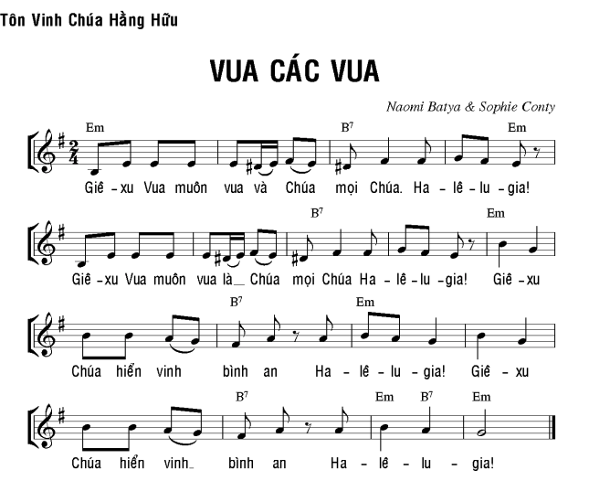 Vua các Vua sheet bài hát