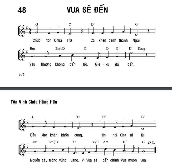 Vua sẽ đến sheet bài hát