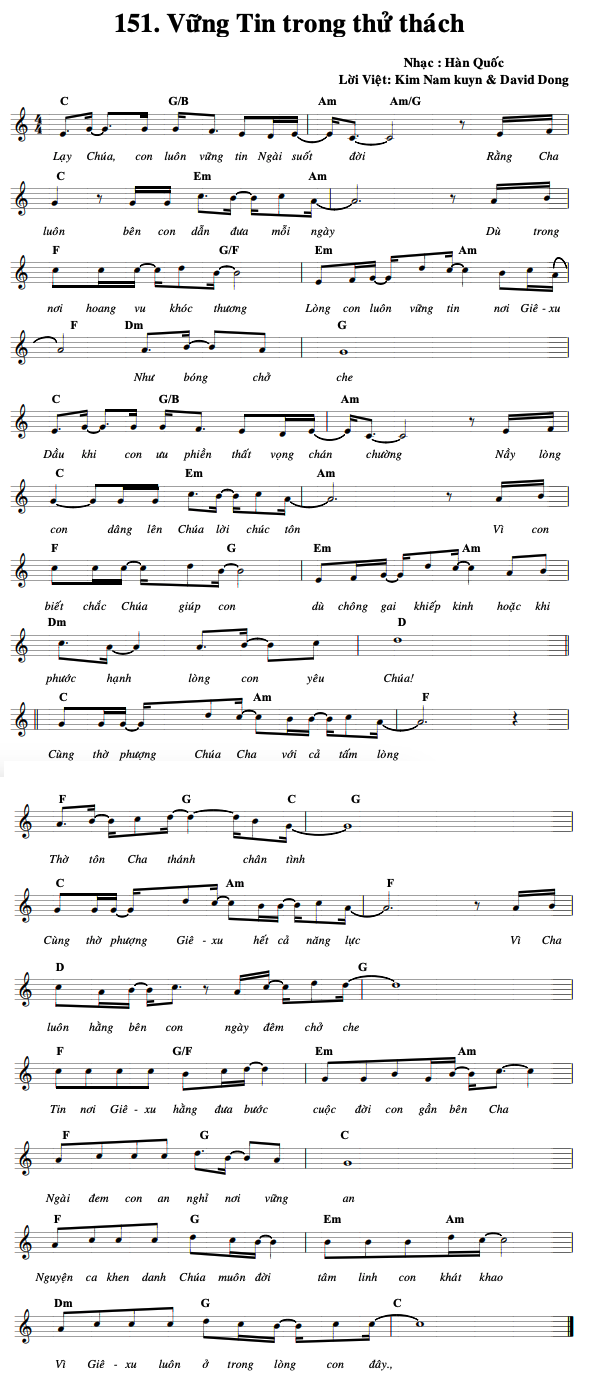 Vững tin trong thử thách sheet bài hát
