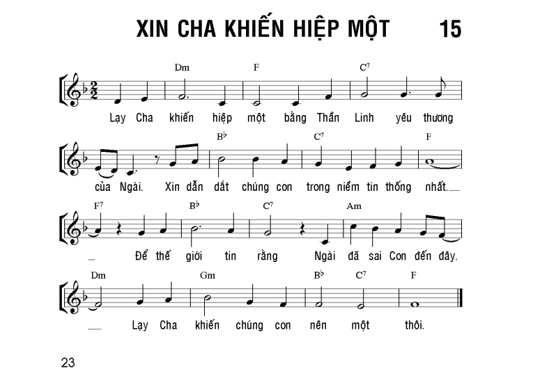 Xin Cha khiến hiệp một sheet bài hát