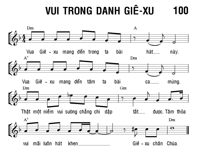 Vui trong danh Giê Xu sheet bài hát